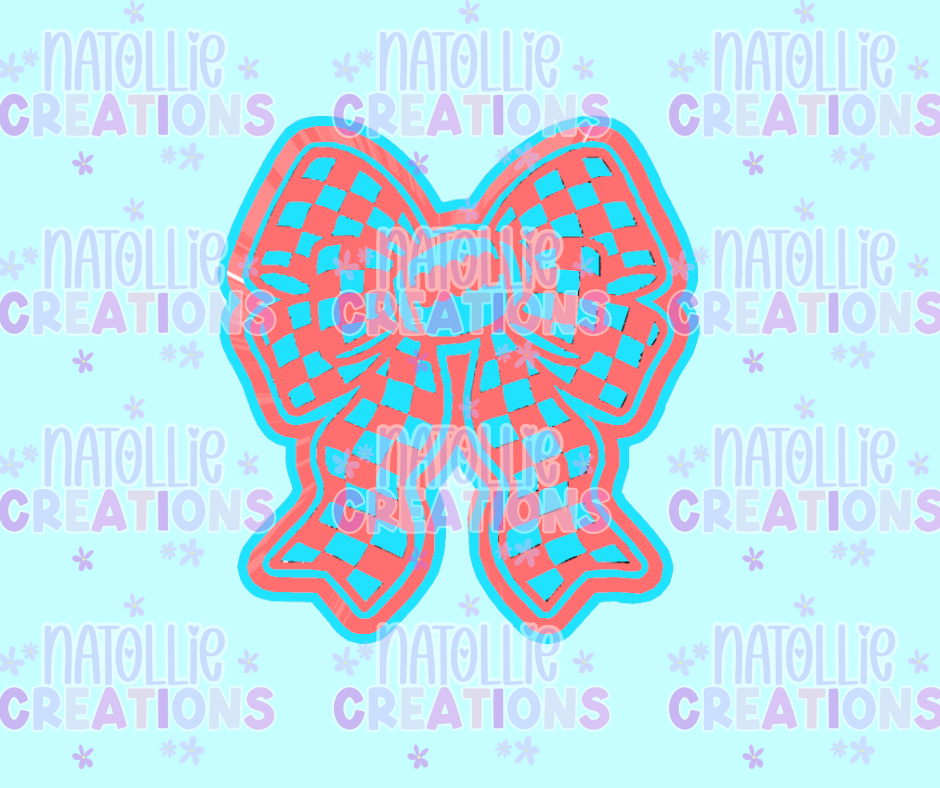 Checkered Football Bow Freshie Silicone Mold