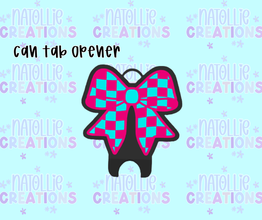 Checkered Bow Can Tab Opener Keychain