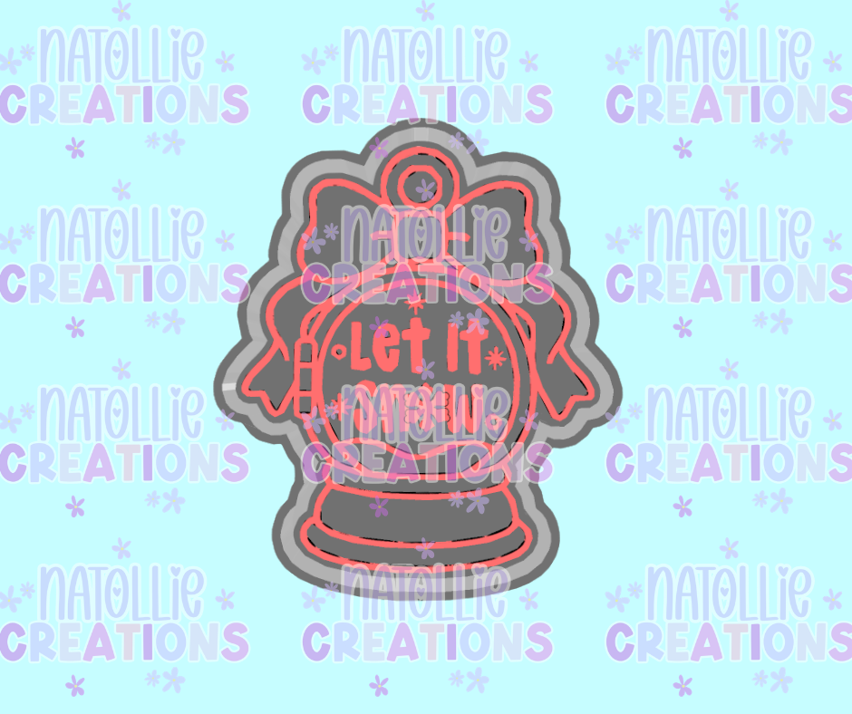 Let It Snow Snowglobe W/ Bow Freshie Silicone Mold