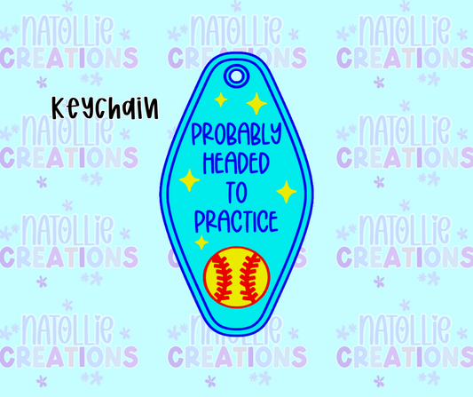 Softball Practice Keychain