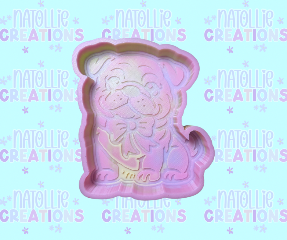 English Bulldog W/ Bow Freshie Silicone Mold