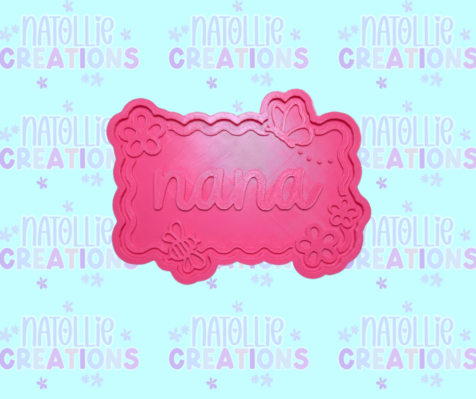 Nana Floral Butterfly Frame Insert Freshie Silicone Mold