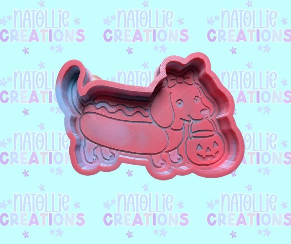 Trick Or Treat Weiner Dog Freshie Silicone Mold