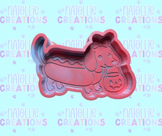 Trick Or Treat Weiner Dog Freshie Silicone Mold