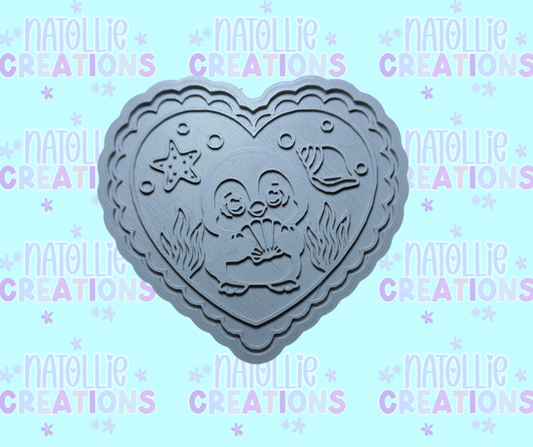 Summer Penguin Scallop Heart Insert Freshie Silicone Mold