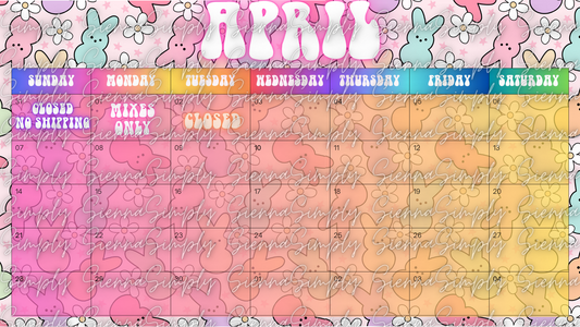 April Peep Calendar Template version 2