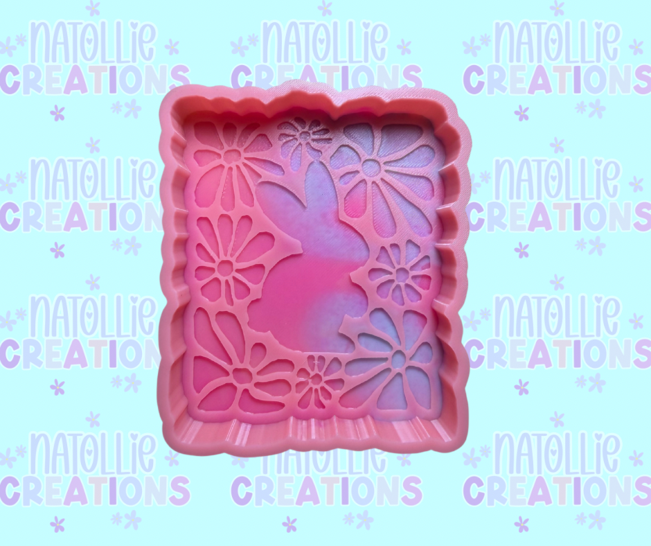 Floral Bunny Rectangle Freshie Silicone Mold