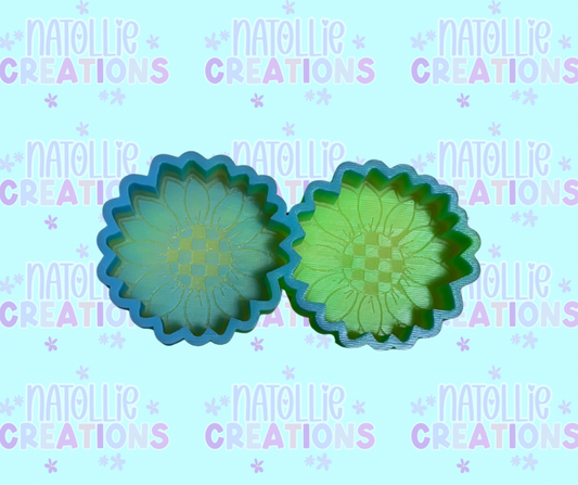 Checkered Sunflower Vent Clip Freshie Silicone Mold