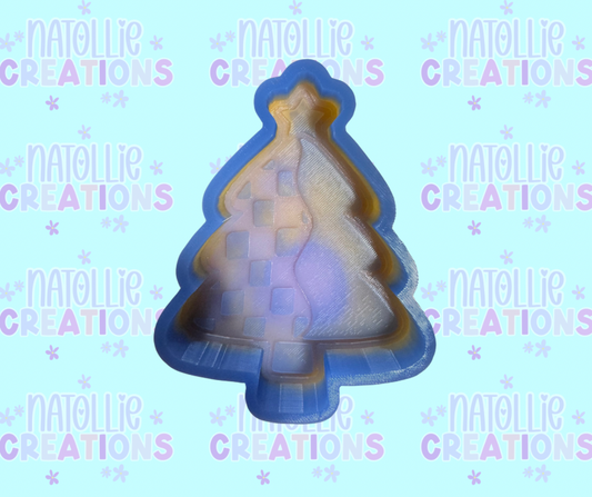 Half Checkered Christmas Tree Freshie Silicone Mold