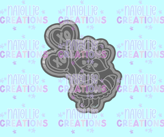 Raccoon XO Heart Balloons Freshie Silicone Mold
