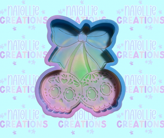 Sugar Skull Cherry W/ Bow Freshie Silicone Mold