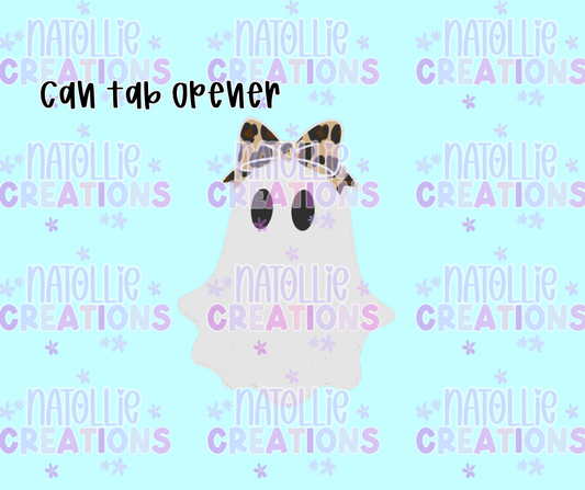 Ghost W/ Leopard Bow Can Tab Opener Keychain