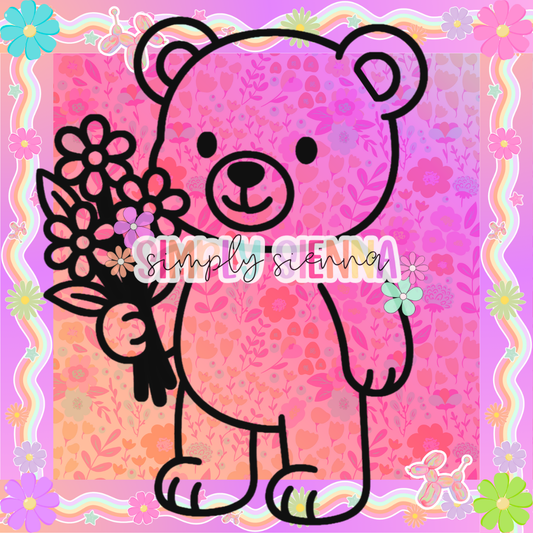 Bear With Flowers PNG