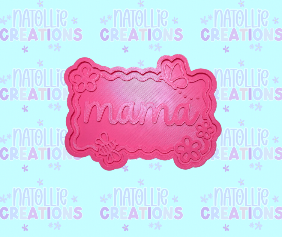 Mama Floral Butterfly Frame Insert Freshie Silicone Mold