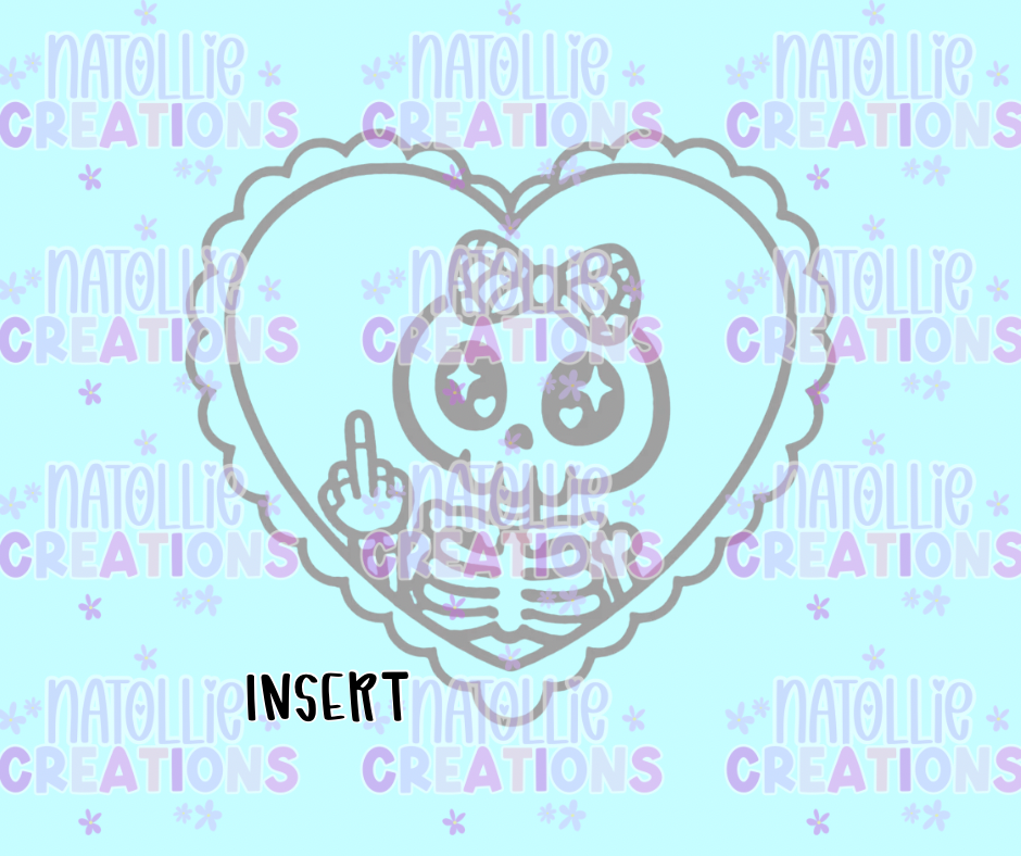Middle Finger Skeleton Scallop Heart Insert Freshie Silicone Mold