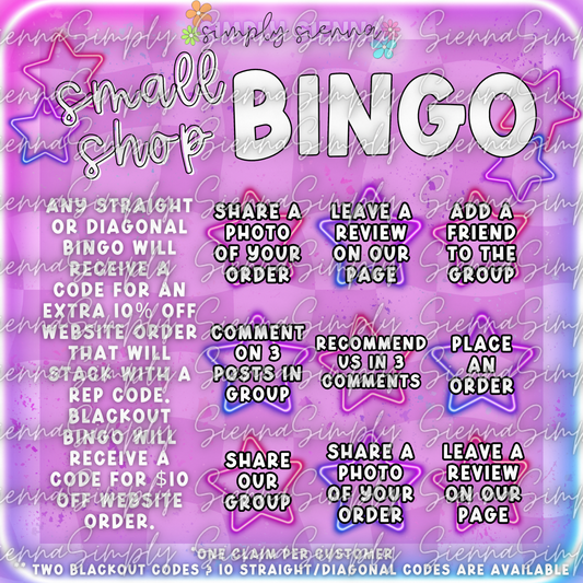 Purple Checker Small Shop Bingo