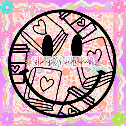 Bookish & Coffee Smiley PNG