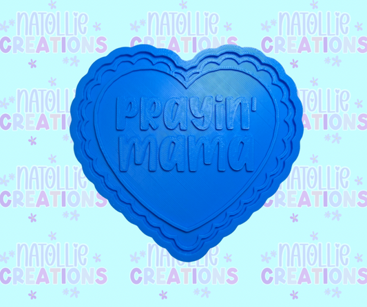 Prayin’ Mama Scallop Heart Insert Freshie Silicone Mold