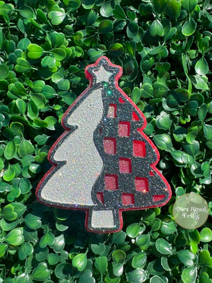 Half Checkered Christmas Tree Freshie Silicone Mold
