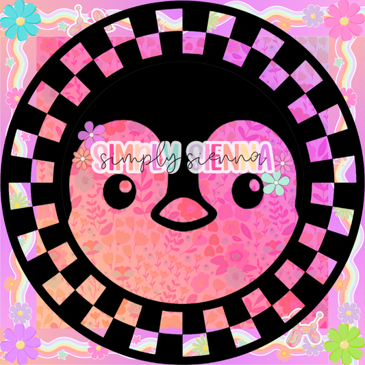 CHECKERED CIRCLE FRAME PENGUIN PNG