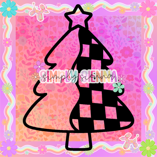Christmas Tree With Checker PNG