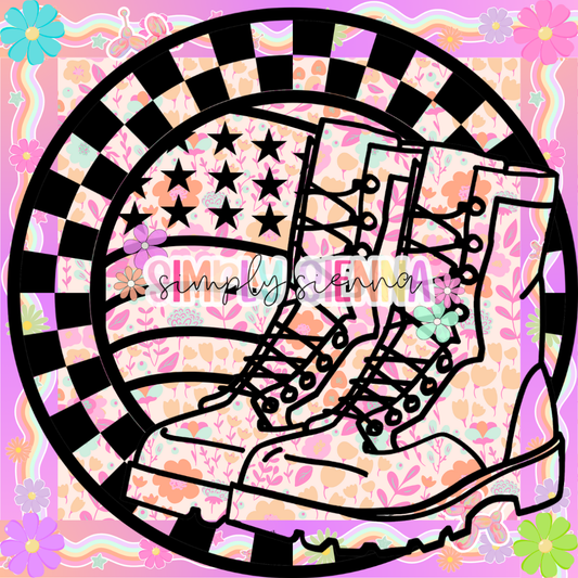 Combat Boots Checkered Round PNG