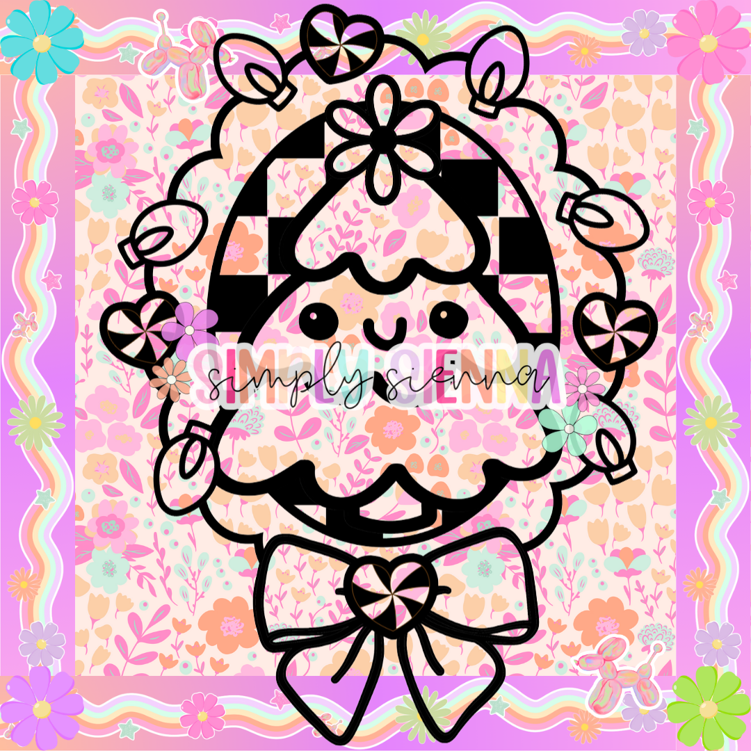 Coquette Tree Frame Version 1 Peppermint Bow PNG