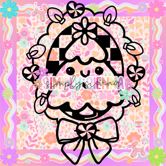 Coquette Tree Frame Version 1 Peppermint Bow PNG