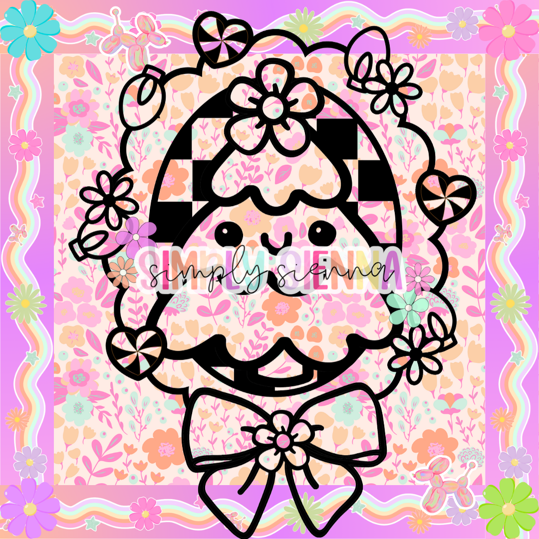 Coquette Tree Frame Version 2 Flower Bow PNG
