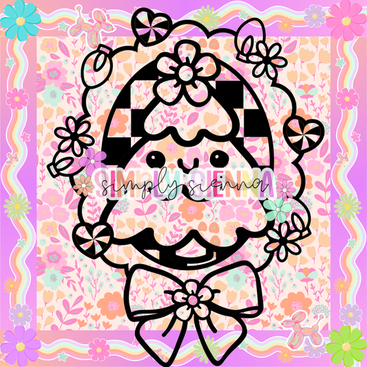 Coquette Tree Frame Version 2 Flower Bow PNG