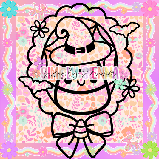 Coquette Witchy Candy Corn Frame PNG