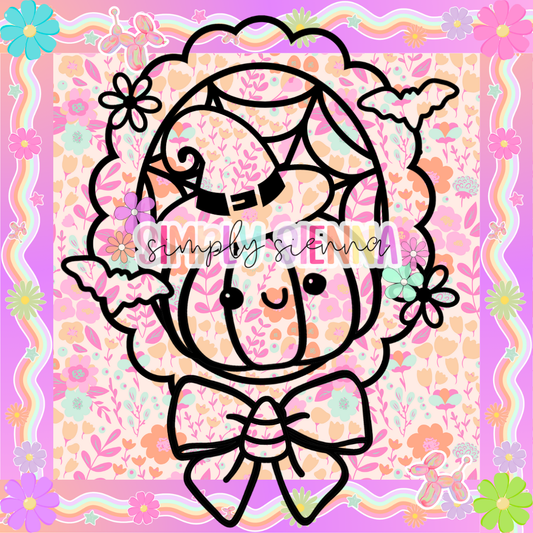 Coquette Witchy Pumpkin Frame PNG