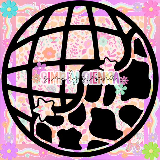 Cow Print Disco Ball PNG