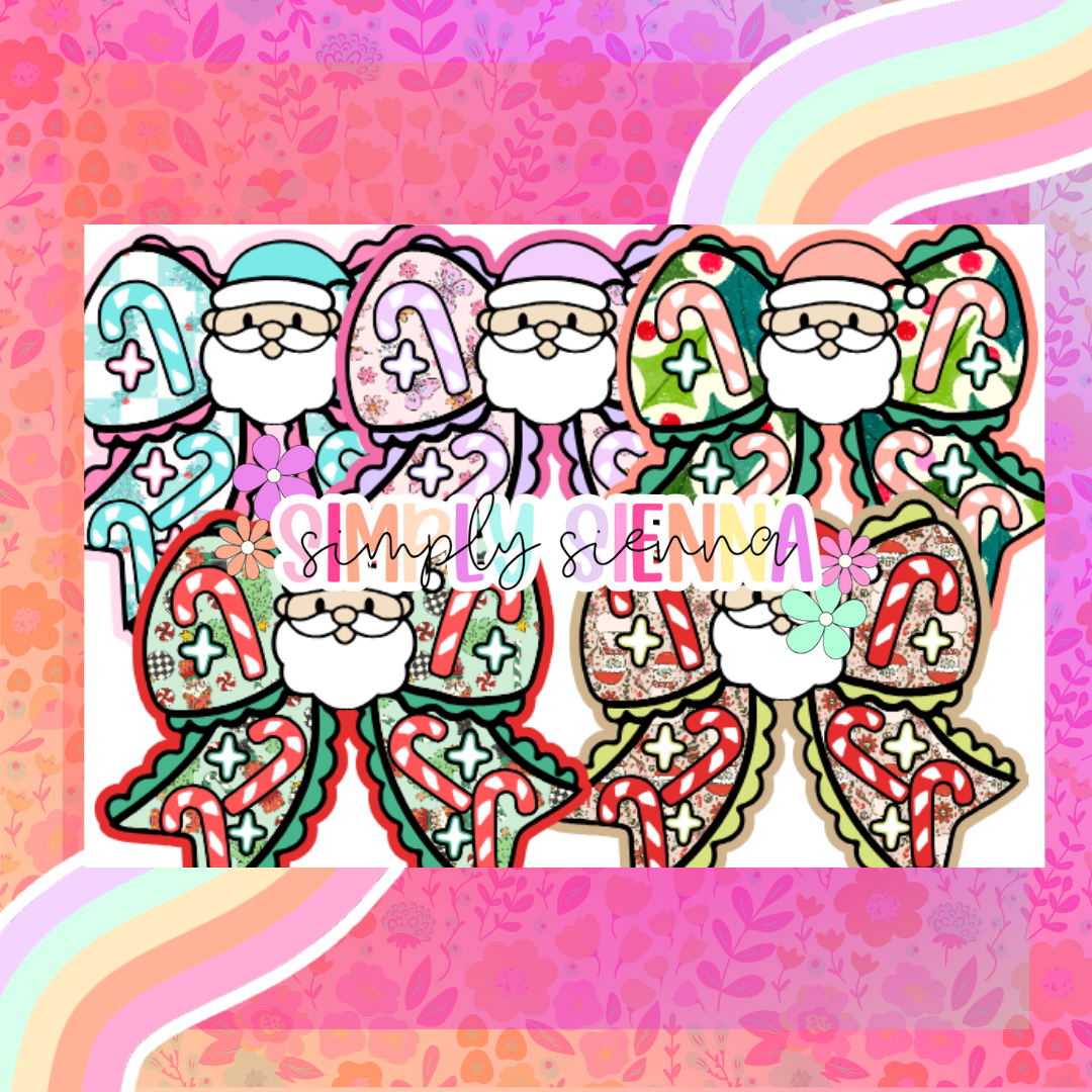 Candy Cane Santa Bow - NATOLLIE CREATIONS