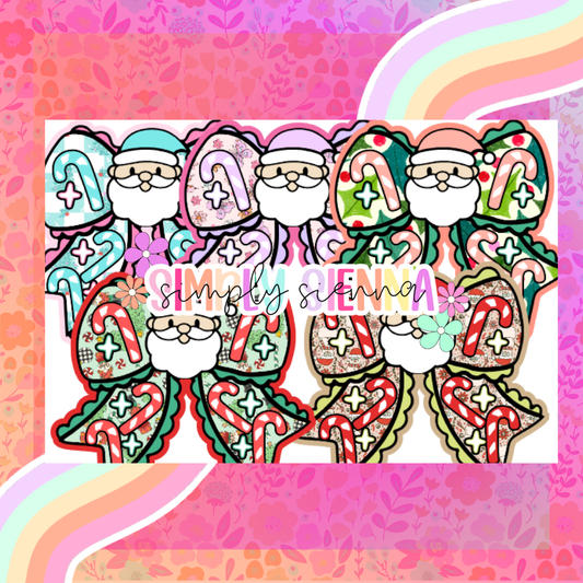 Candy Cane Santa Bow - NATOLLIE CREATIONS