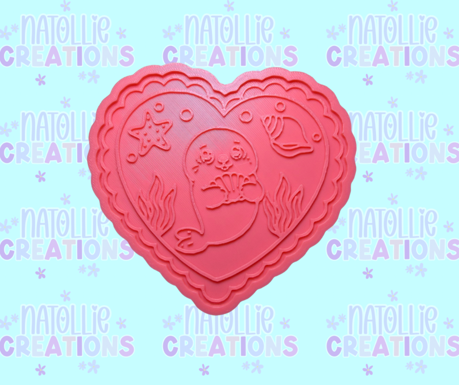 Summer Seal Scallop Heart Insert Freshie Silicone Mold