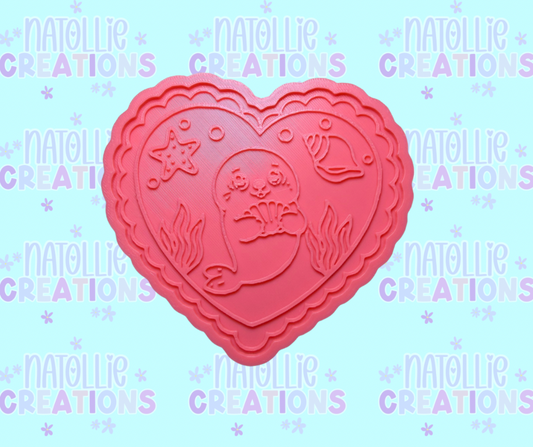 Summer Seal Scallop Heart Insert Freshie Silicone Mold