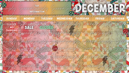December Checkered Santa Calendar Template version 1