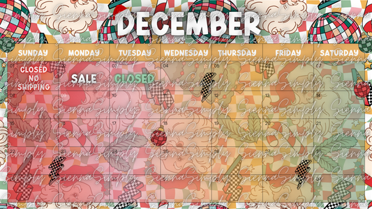 December Checkered Santa Calendar Template version 2
