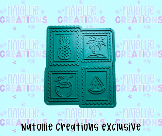 Summer Collage Stamp Insert Freshie Silicone Mold