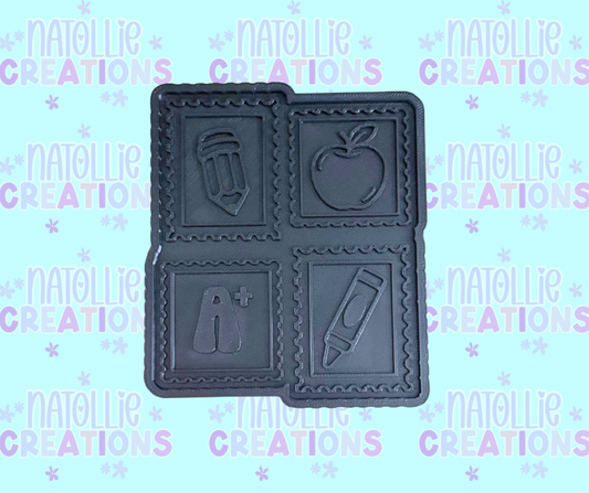 School Collage Stamp Insert Freshie Silicone Mold