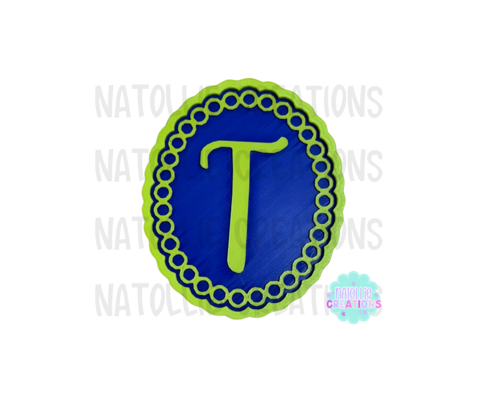 Beaded Frame Oval + Alphabet Inserts Freshie Silicone Mold
