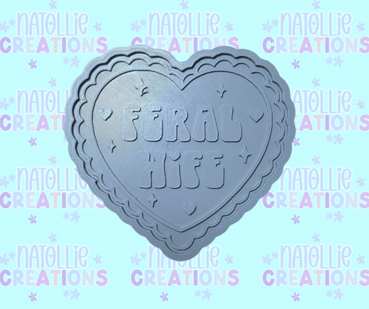 Feral Wife Scallop Heart Insert Freshie Silicone Mold