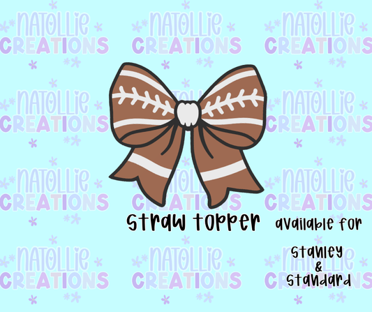 Football Bow Straw Topper