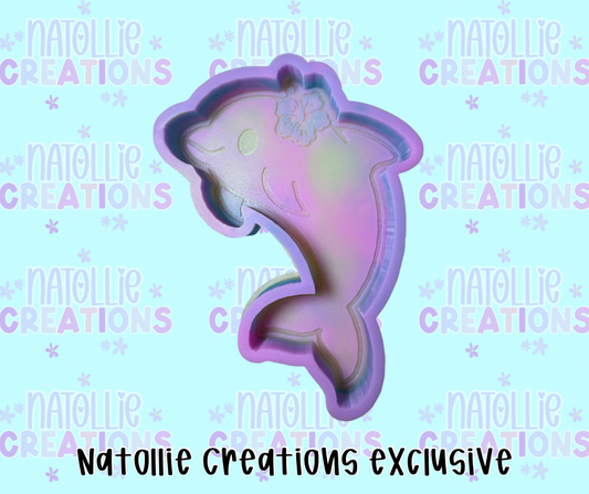 Dolphin W/ Hibiscus Freshie Silicone Mold