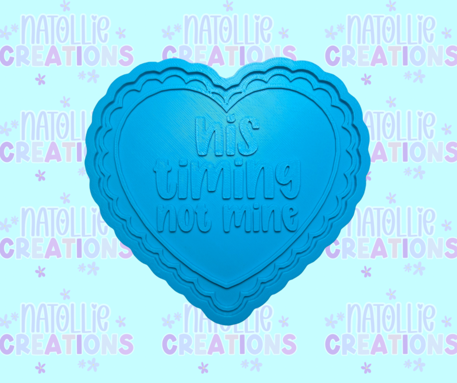 His Timing Not Mine Scallop Heart Insert Freshie Silicone Mold