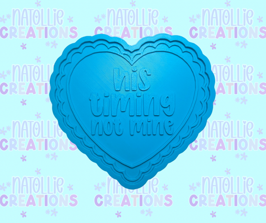 His Timing Not Mine Scallop Heart Insert Freshie Silicone Mold