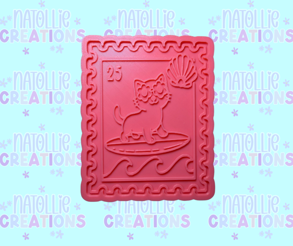 Summer Cat Stamp Insert Freshie Silicone Mold