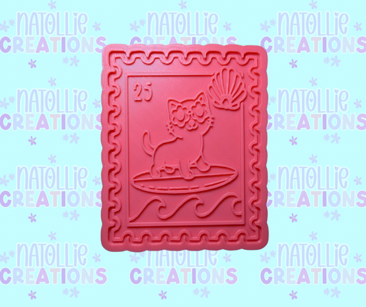 Summer Cat Stamp Insert Freshie Silicone Mold