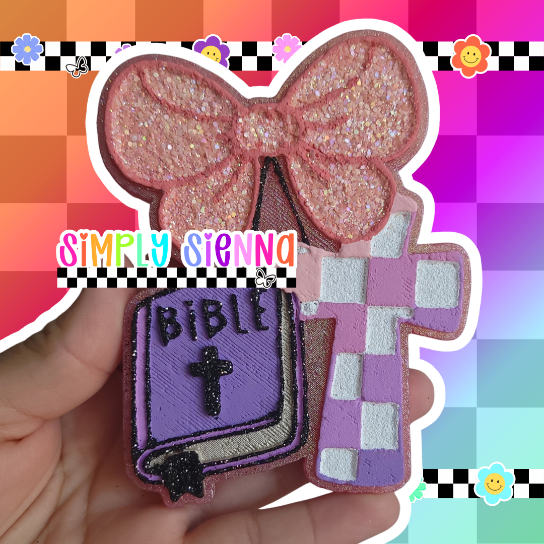 Bible Checkered Cross Cherries With Bow - FRESHIE